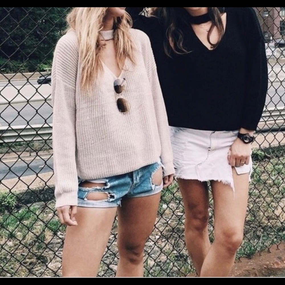 Seek The Label by LF Cropped Green Choker Sweater